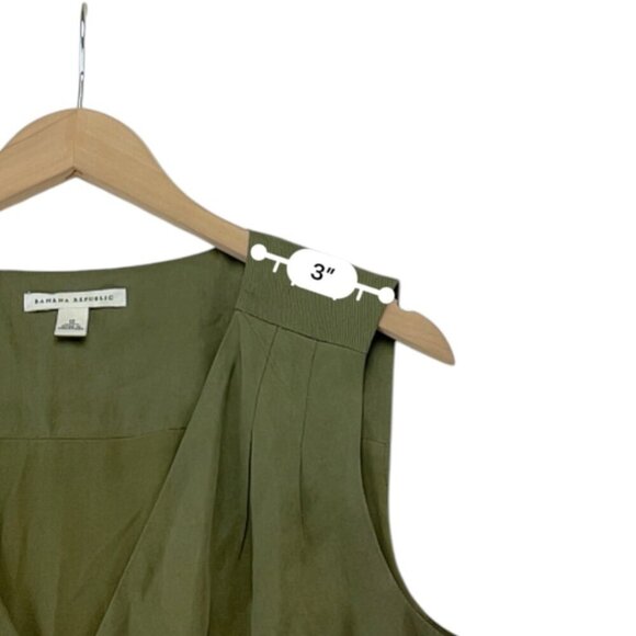 Banana Republic Wrap Midi Dress Green Career Sleeveless Size 12 - Picture 8 of 13